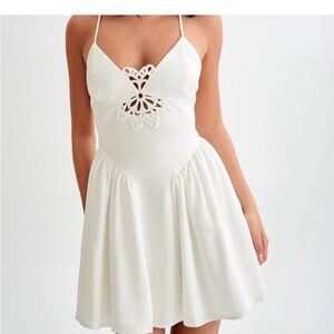 Meshki White Spaghetti-Strap Cutout Mini Dress